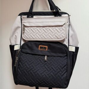 Stylish Black and Cream Quilted Women's Backpack